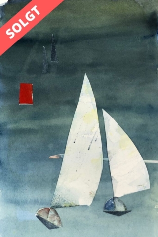 Ved fyret. 400kr (17x28 cm) Indrammet collage