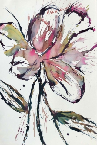 Blomst. 54x74 cm indrammet. 3000kr