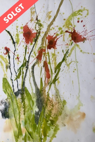 Blomsterfantasi. 40x50 cm. Solgt