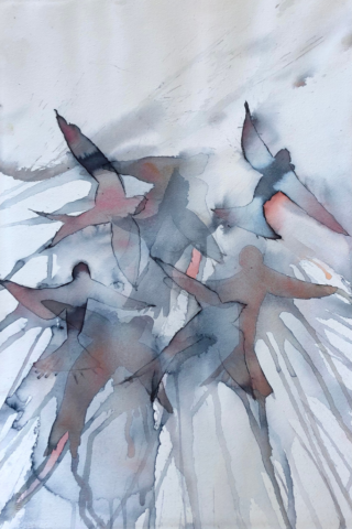 Mågeflokken. 30x40 cm. 2000kr.