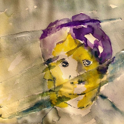 Dobbeltportræt. 30x30 cm. 1200 kr.