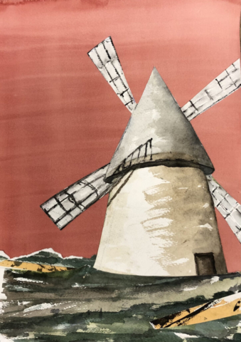 Møllen maler...600kr (30x40 cm) Indrammet collage