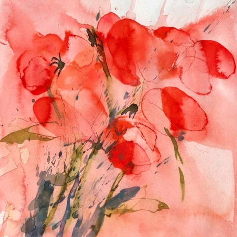 Blomsterfantasi. 40x40 cm. 2000 kr.