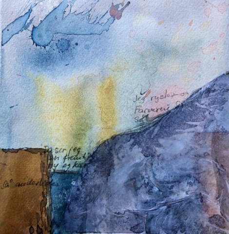 Sten med digt. 20x20cm. 1200kr