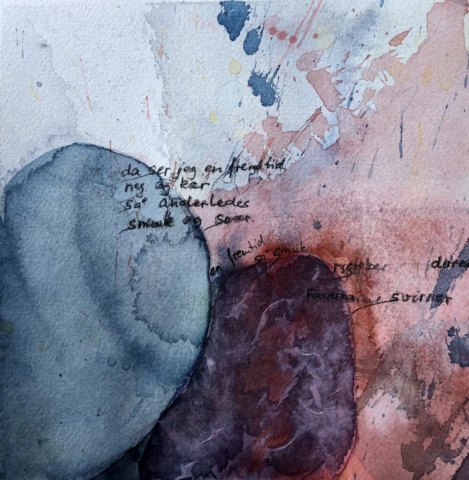 Rullesten med digt. 20x20cm. 1200kr