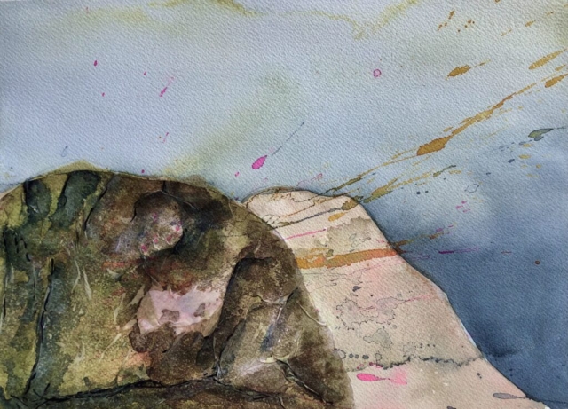 Sten ved stranden. 30x40cm. 2000kr.