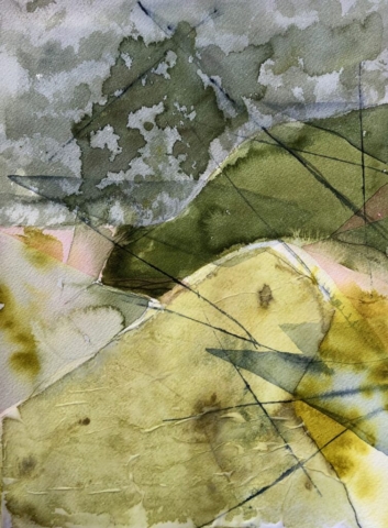 Sten i græsset. 30x40cm. 2000kr.